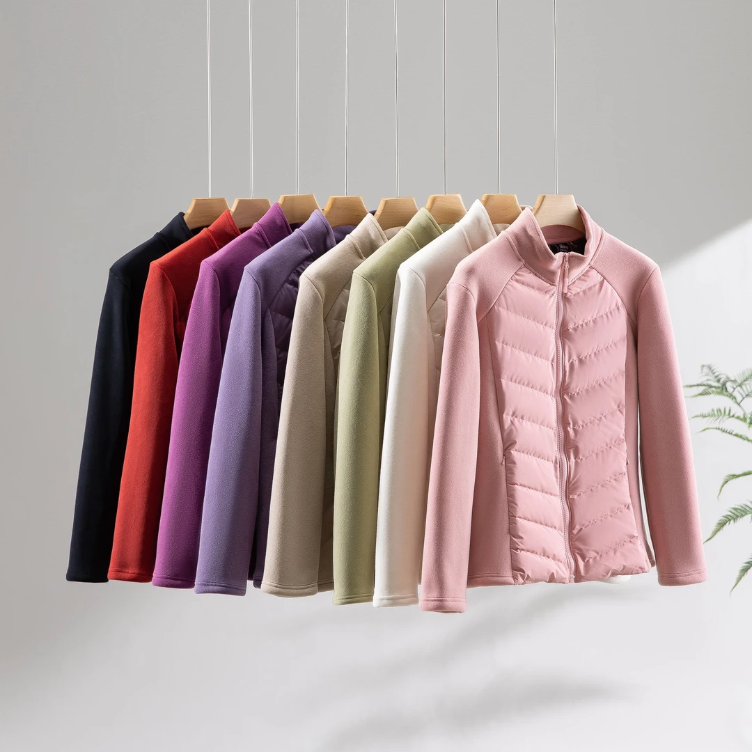 羽绒绒~前片羽绒拼接长袖情侣外套