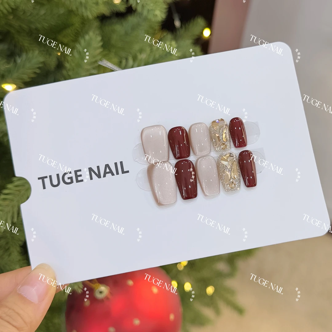 TugeNail “红豆” 氛围感红色猫眼美甲气质红色穿戴甲三月专属