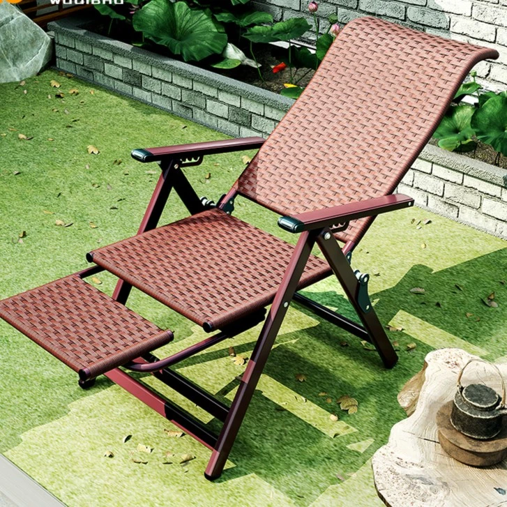 户外藤椅躺椅折叠午休家用老人靠背凉竹椅子午睡休闲懒人阳台椅