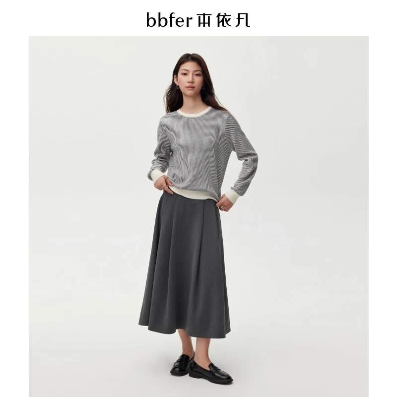 本依凡冬季通勤女装半身裙SSSYQ0100西装风A字裙厚实保暖长腰裙