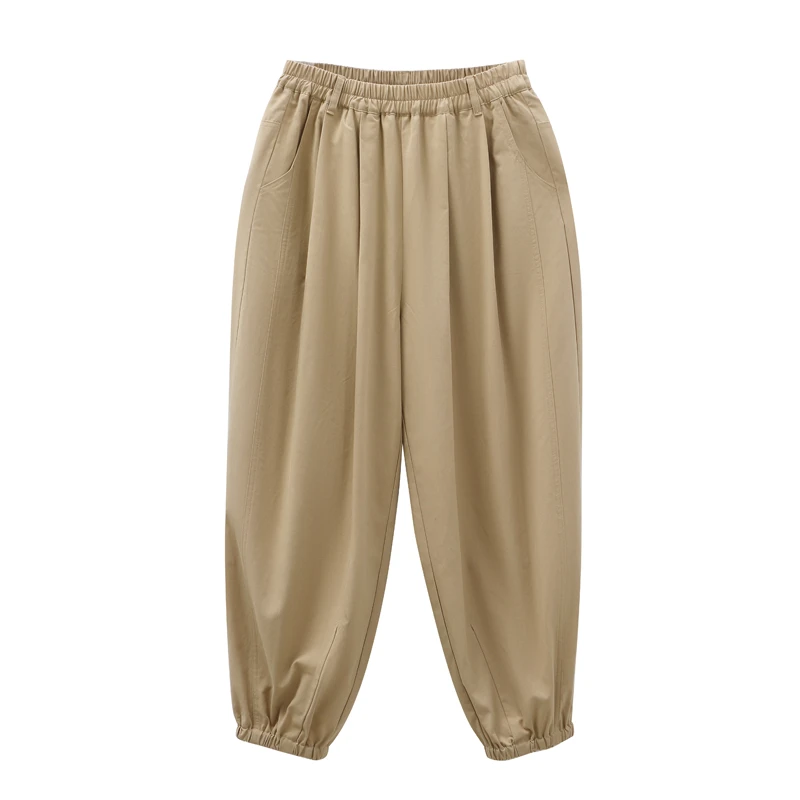 本依凡 24年春季女士舒适松紧腰休闲裤SYSKZ0073宽松简约纯色长裤