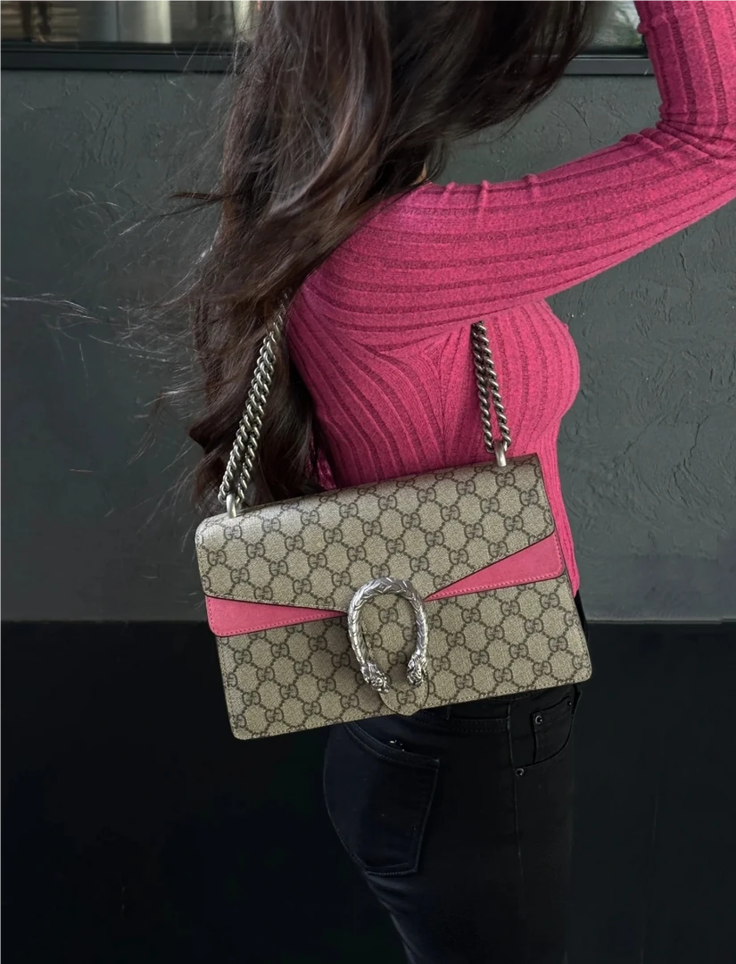 95新 GUCCI/古驰 玫粉色 中号酒神    原装