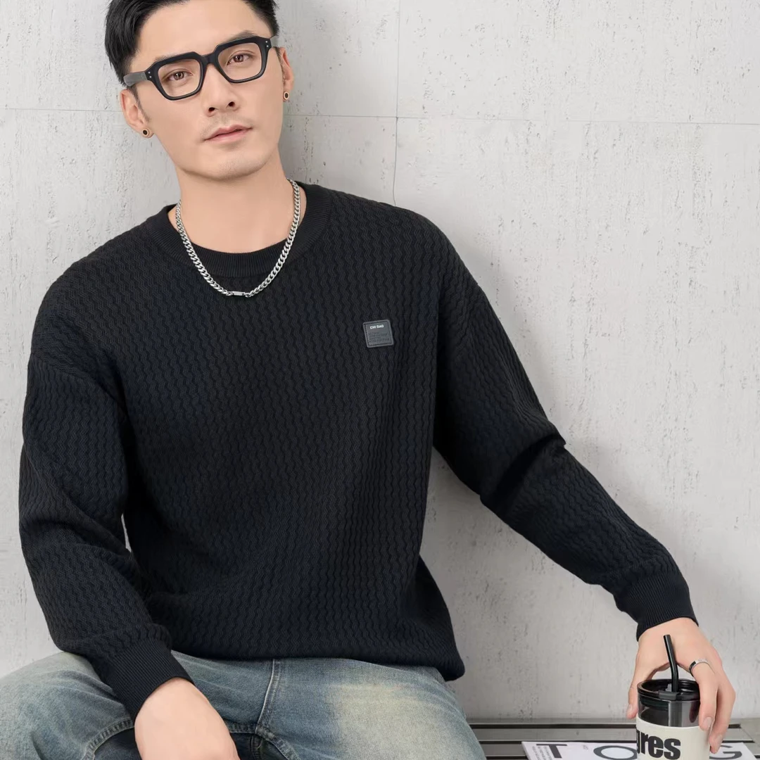 【潮男风暴】2024秋冬新款男士圆领毛衣