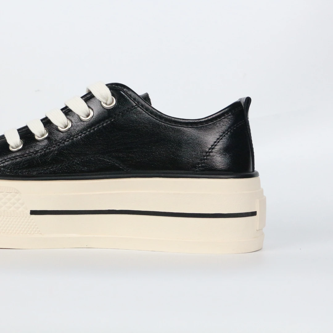 匠人乔皮具【马皮KW鞋】时尚百搭潮流简约真皮厚底系带休闲板鞋