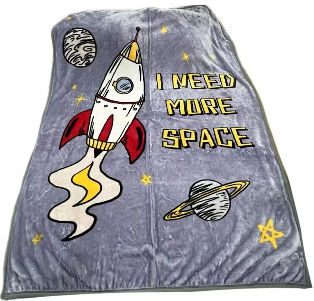 150*200CM 灰色火箭 学生双层云毯毛毯 四季通用加厚睡毯绒毛毯