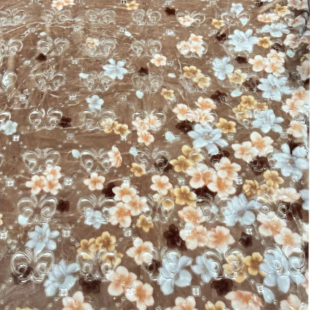 200*230CM 棕色樱花飞舞 双层盖毯午睡毯多功能卧室加厚绒毛毯