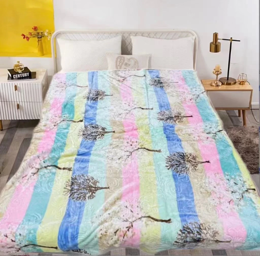 150*200CM 彩虹发财树 单层双面云毯毛毯 四季通用加厚 双面奶绒