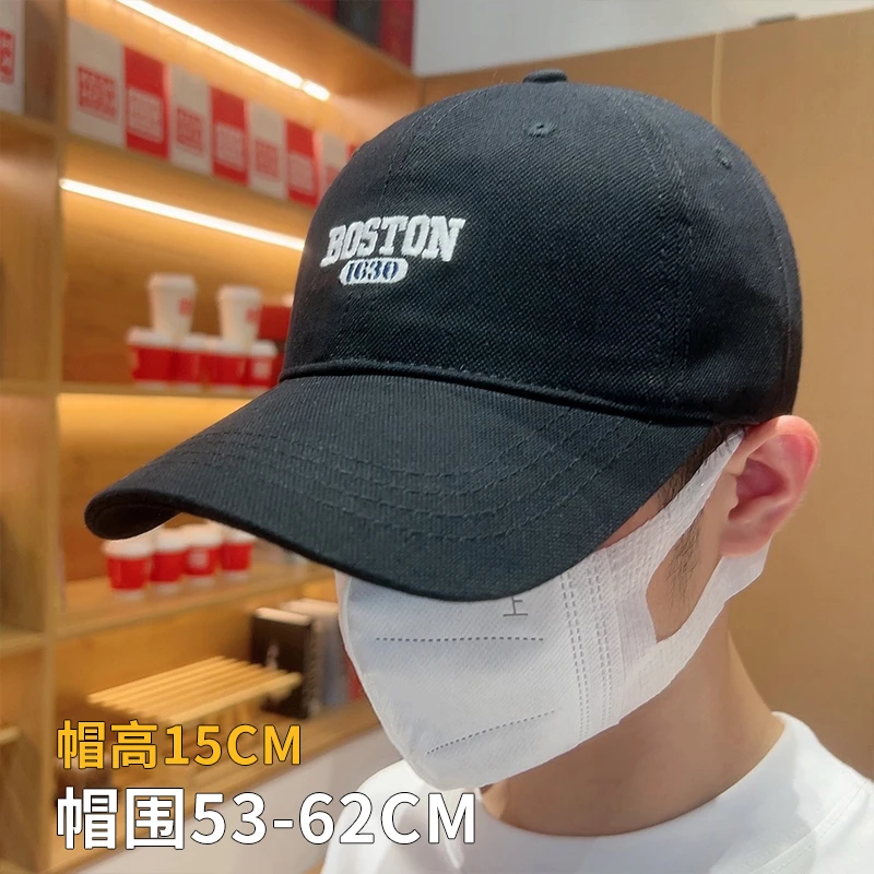 BOSTON棒球帽男潮日系大头围帽子女加大版显脸小软顶字母鸭舌帽潮