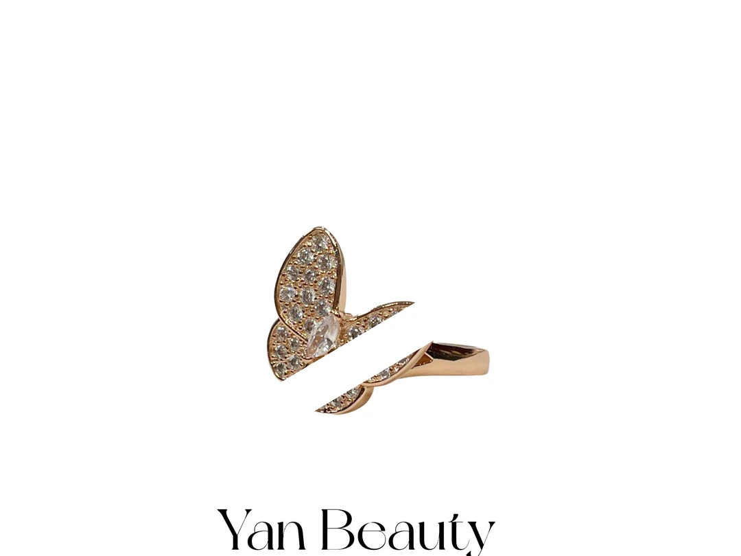 铜合金戒指 N114  时尚气质简约个性ins精致满钻蝴蝶戒指女