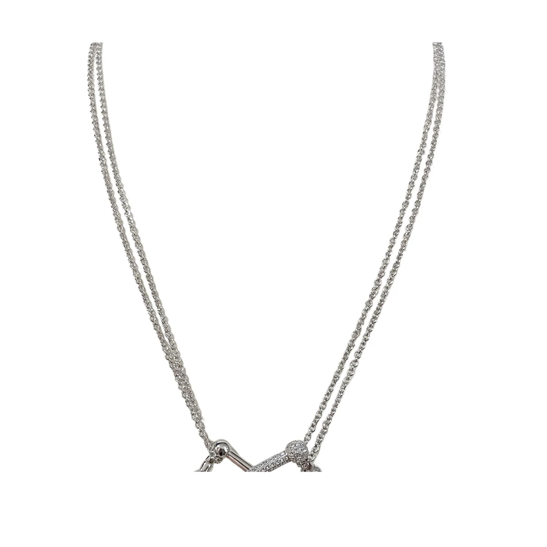 BB66  单钻双链马蹄项链女