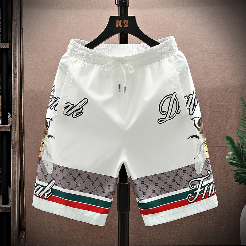 男士冰丝短裤潮流学生五分裤中裤沙滩短裤潮牌夏季新款时尚休闲裤