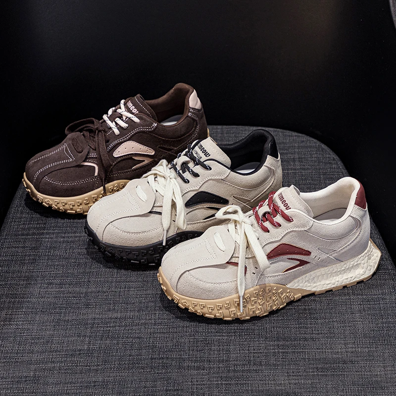 厚底小白鞋女2025春季新款复古百搭时尚休闲运动鞋系带潮流女鞋