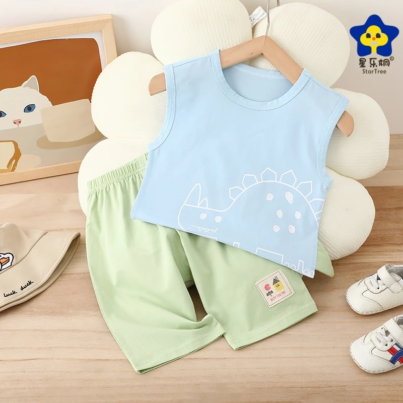 男宝夏季新款背心短裤小恐龙套装舒适透气休闲薄款694104