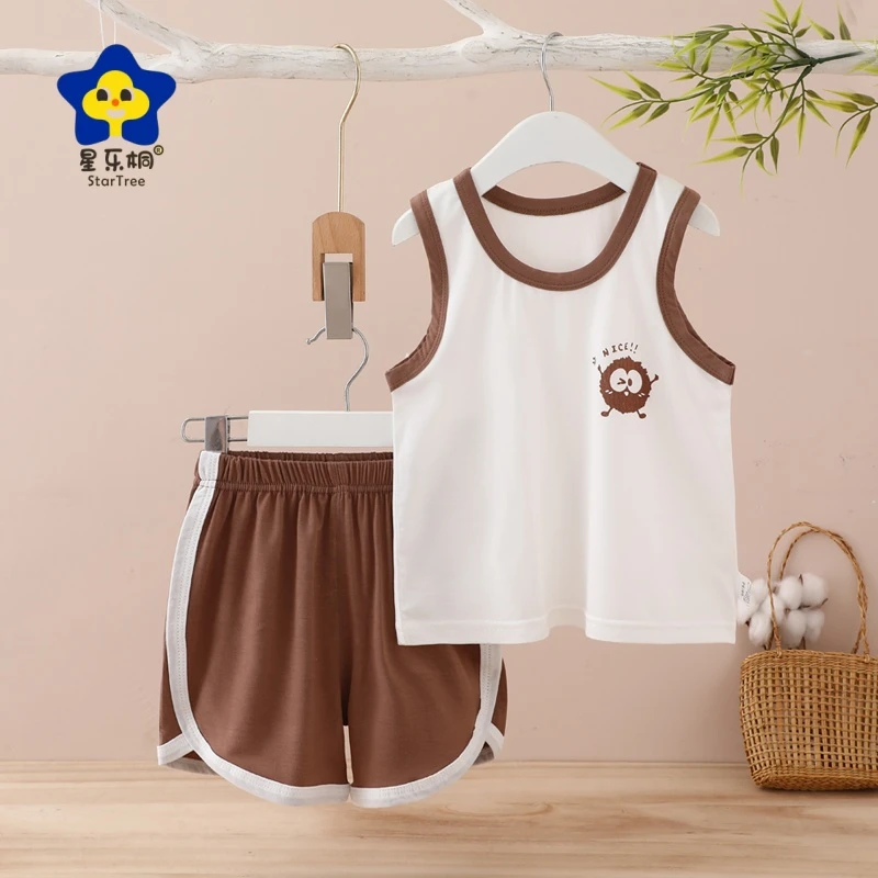 无袖男女宝A类夏季新款尤可丝背心套装洋气透气薄款676104