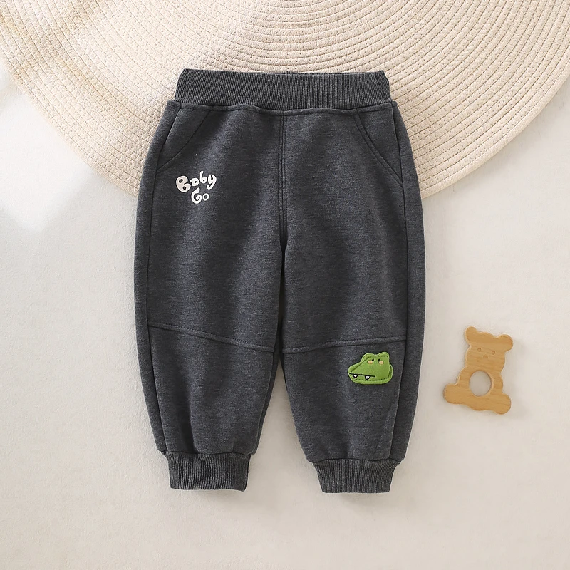 宝宝华棉复合摇粒绒单裤鳄鱼加绒休闲裤时尚百搭儿童