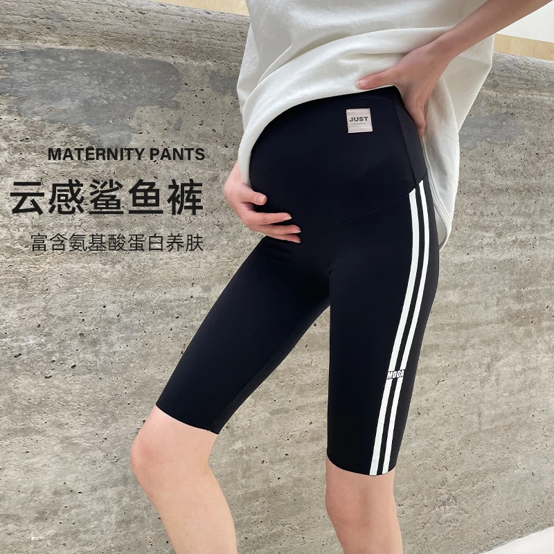 云感孕妇瑜伽裤夏季薄款打底弹力显瘦5分鲨鱼裤运动芭比裤子外穿