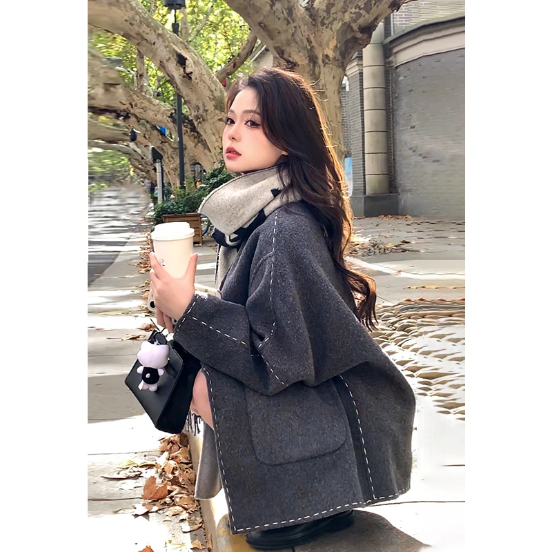 YVONNE买手店  /墨尔本街区 100澳毛 du家定染双面穿明线拱针大衣