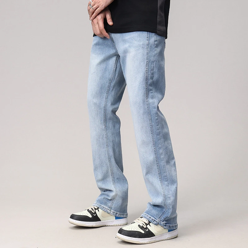 百货推荐春季裤子男学生韩版潮流百搭牛仔裤男宽松直筒阔腿男裤休
