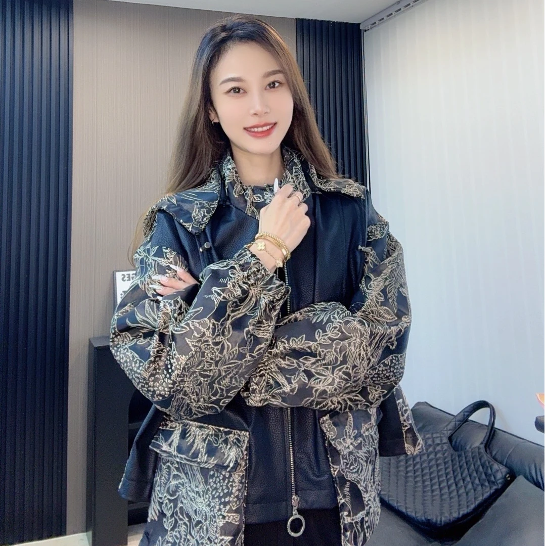 【欣欣严选】晨歌絮语时尚拼接休闲绵羊皮设计显瘦气质秋季女士外套