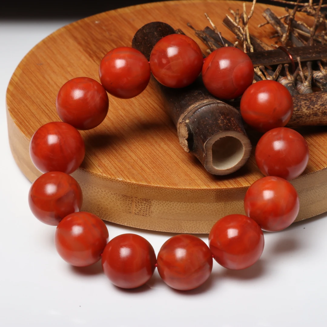 【蚂蚁珠宝】高品精美保山南红玛瑙18mm左右圆珠手串一条n615