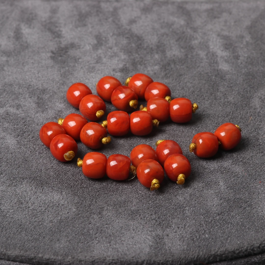 【蚂蚁珠宝】瓦西南红玛瑙6.8-7mm左右老型对珠一对fn649