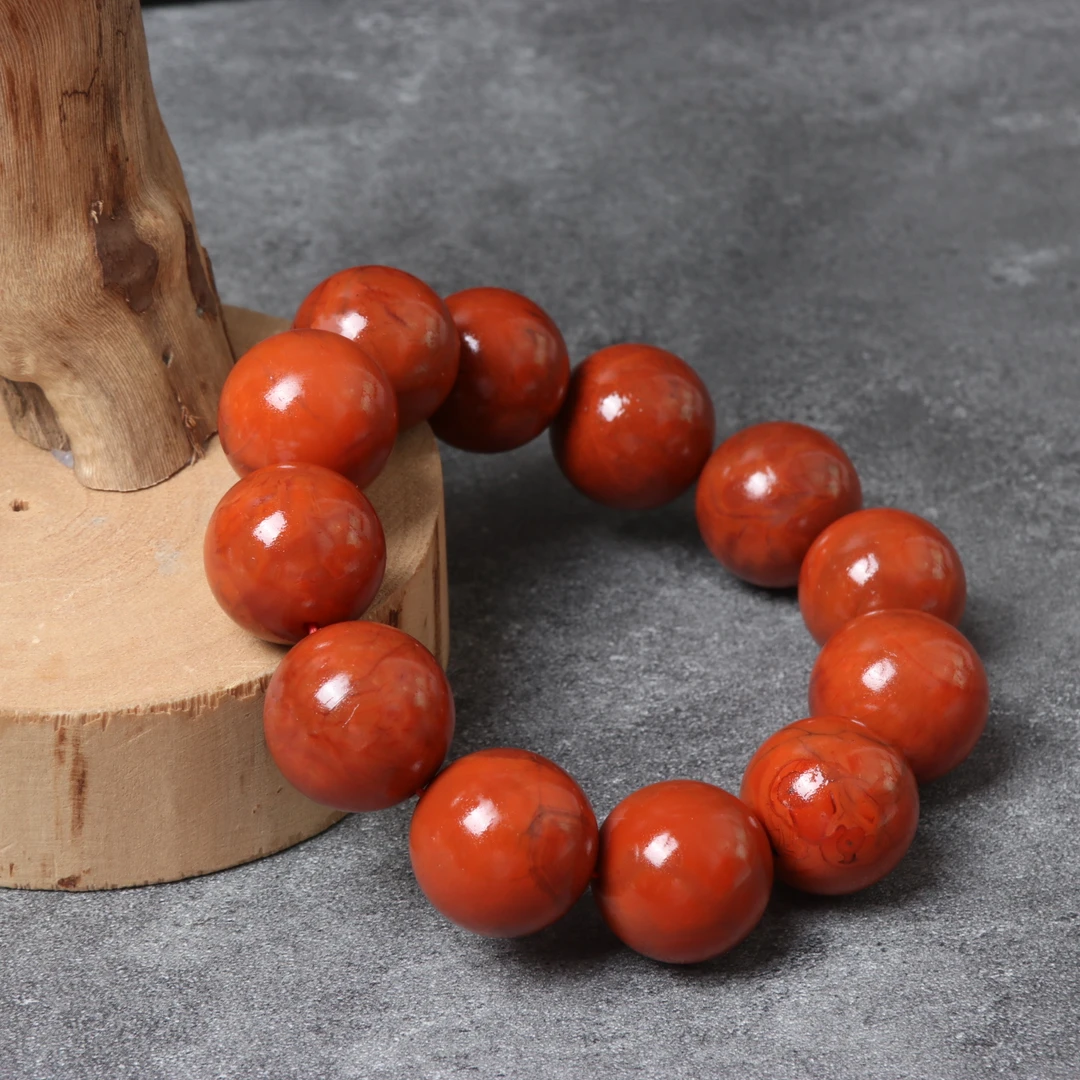 【蚂蚁珠宝】南红玛瑙18mm左右圆珠手串一条n618