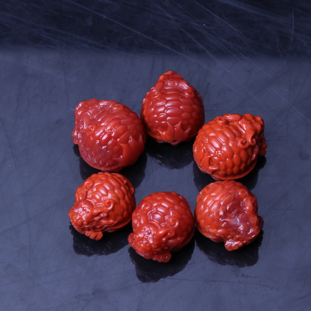 【石语珠宝】保山南红玛瑙雕刻13-14mm龙龟一个v355（多样性发其一）