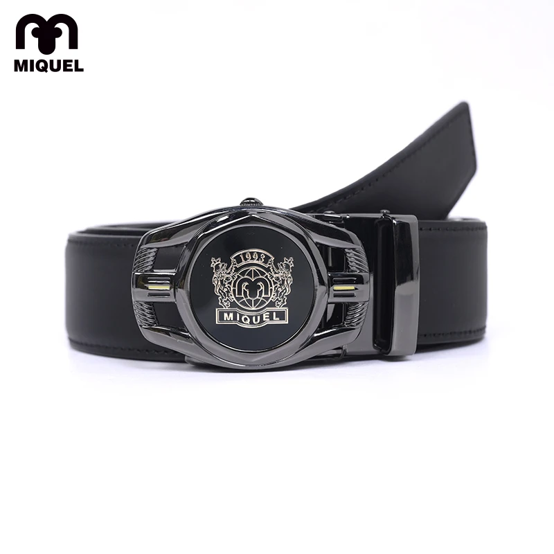 MIQUEL米盖尔商务真牛皮皮带经典潮流精致时尚百搭合金顺滑自动扣