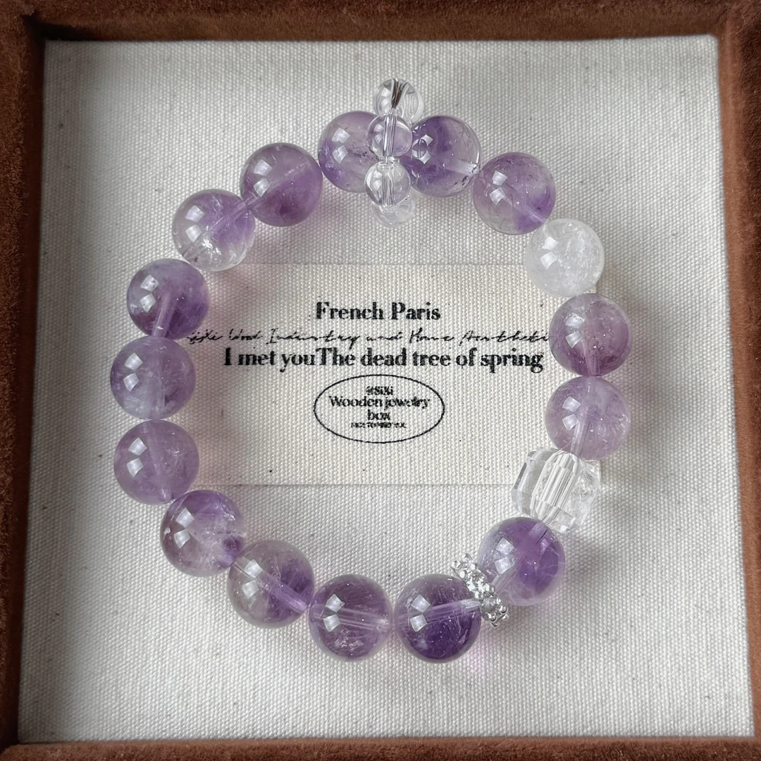 小蕊crystal-【跑环紫兔毛】白水晶白幽灵紫兔毛聚宝盆设计款天然