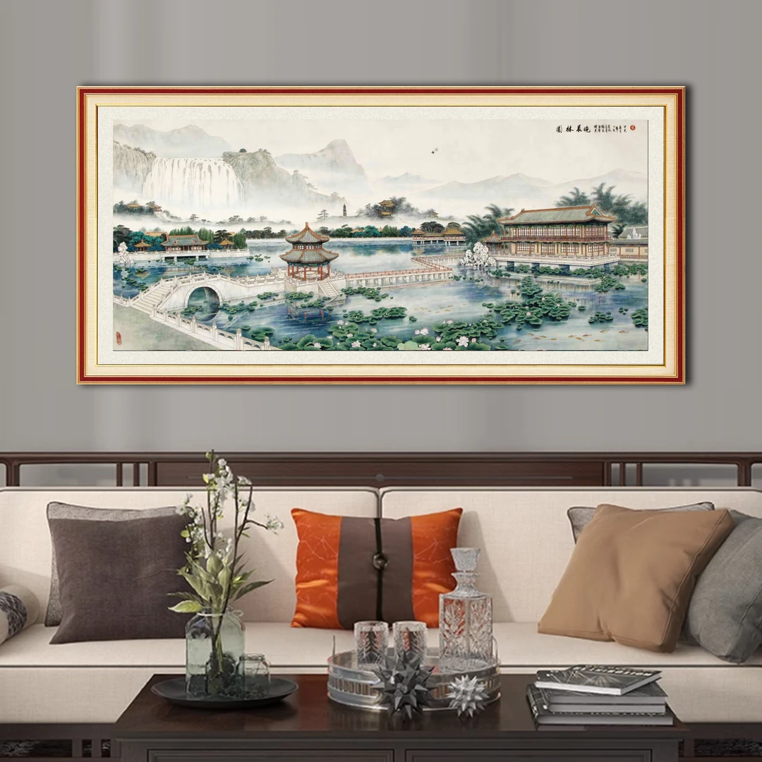 【金丝布】94369园林晨晓十字绣大格200x80厘米满绣35种绣线有勾边