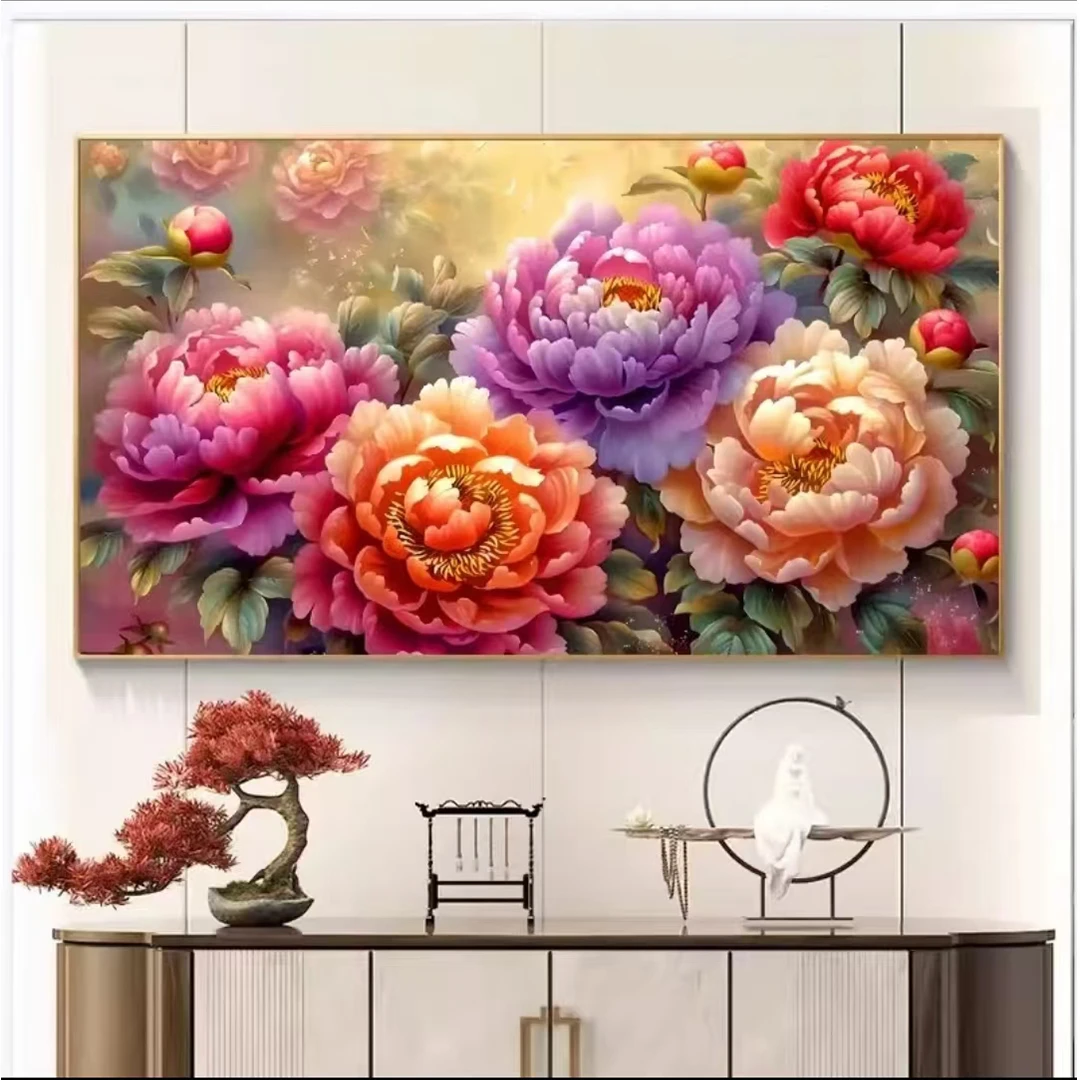 【金丝布】1866百花齐放十字绣大格金丝布60x105厘米满绣