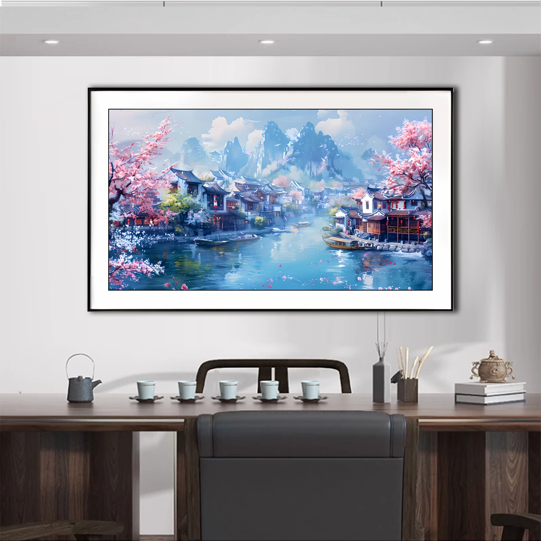 【金丝布】6348林花谢了春红十字绣大格60*100厘米满绣42色无勾边