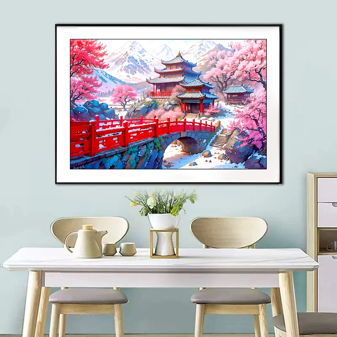 【福利金丝布】5499冬听雪十字绣大格60*80cm满绣42色无勾边