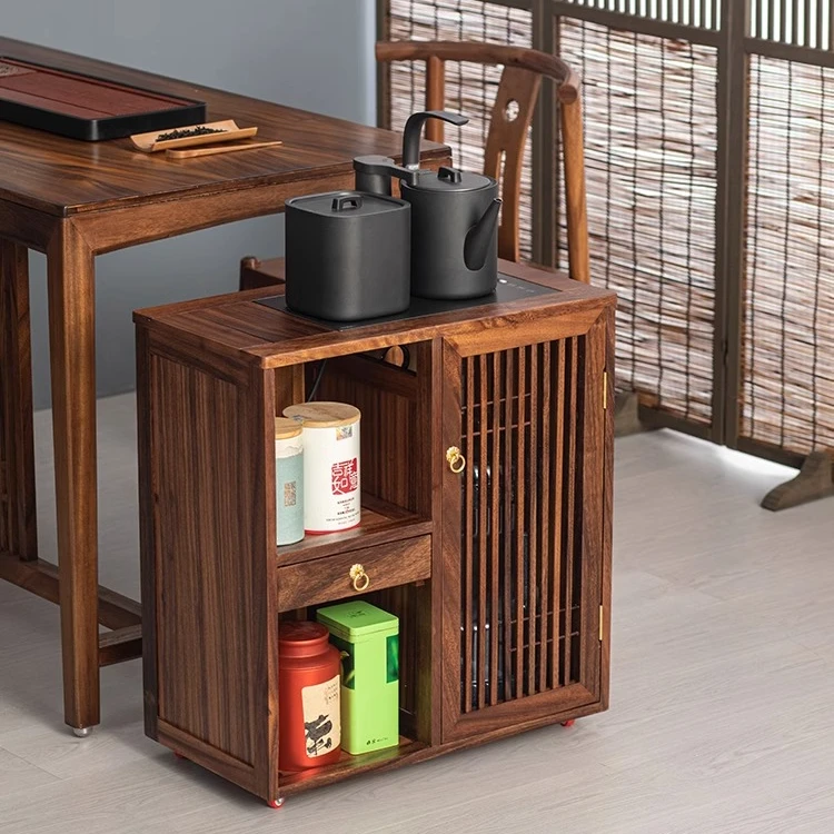 可移动实木茶水柜家用茶柜储物柜客厅简约茶台烧水壶一体茶几边柜