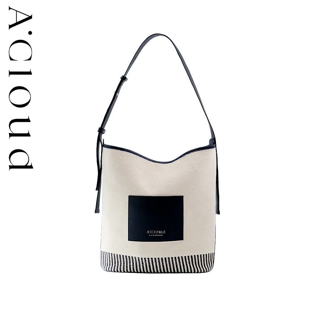 【礼物】A.Cloud骑行包大容量帆布拼头层纳帕牛皮轻便水桶包包