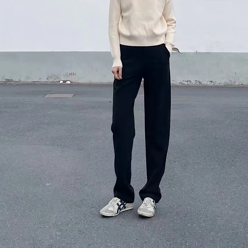 左手日记新加长烟管裤高个子拖地裤直筒裤显瘦黑色休闲长裤垂抗皱