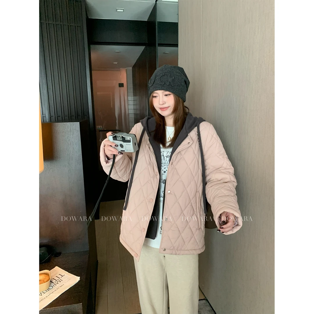 大婉酱微胖定制 韩系高级感假两件棉服外套女冬季加厚小棉袄7437D