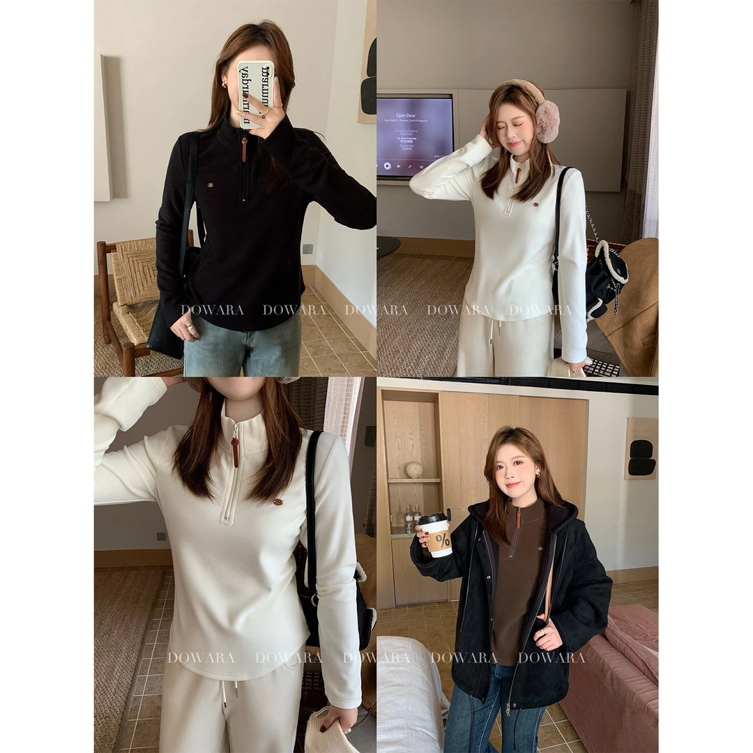 大婉酱微胖定制莱赛尔半高领长袖T恤女冬季内搭休闲显瘦上衣6412D