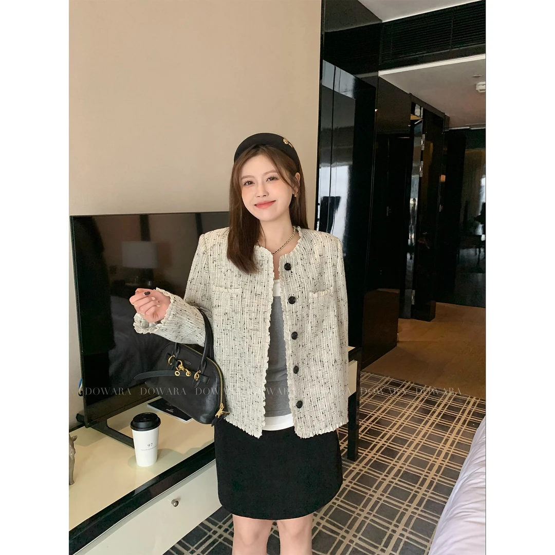 大婉酱微胖定制 秋季小香风外套韩系高级感小众气质减龄上衣7096D