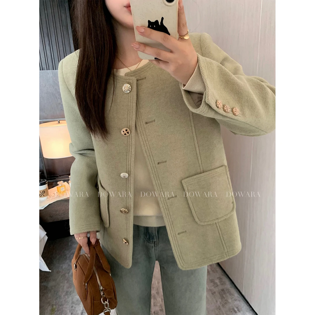 大婉酱微胖定制法式设计感小香风外套冬季圆领百搭短款上衣 5838D