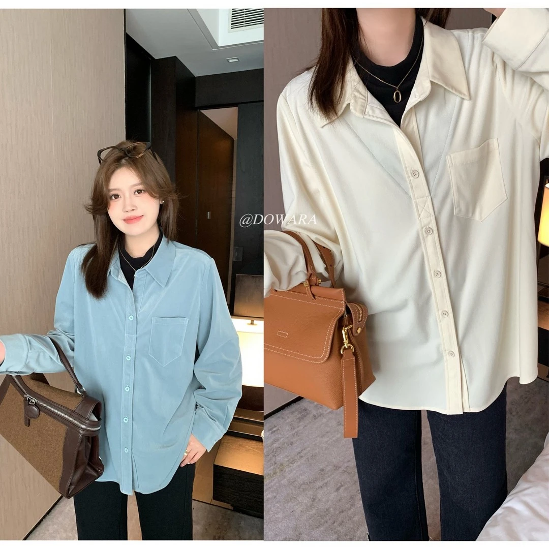 现货大婉酱微胖定制假两件衬衫韩系小众设计半高领百搭上衣 5472D