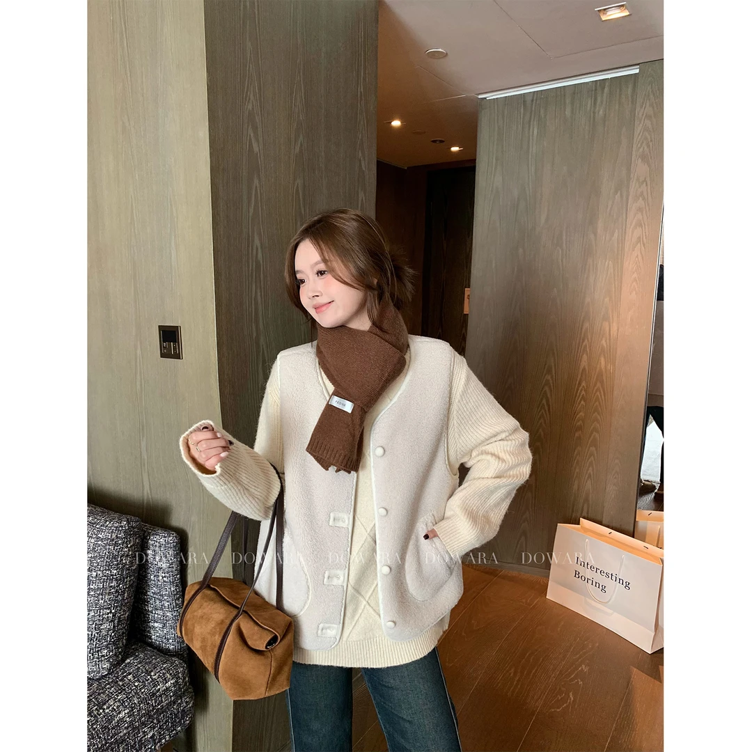 现货大婉酱微胖定制 秋冬新款绒毛马甲韩版洋气减龄无袖上衣5558D