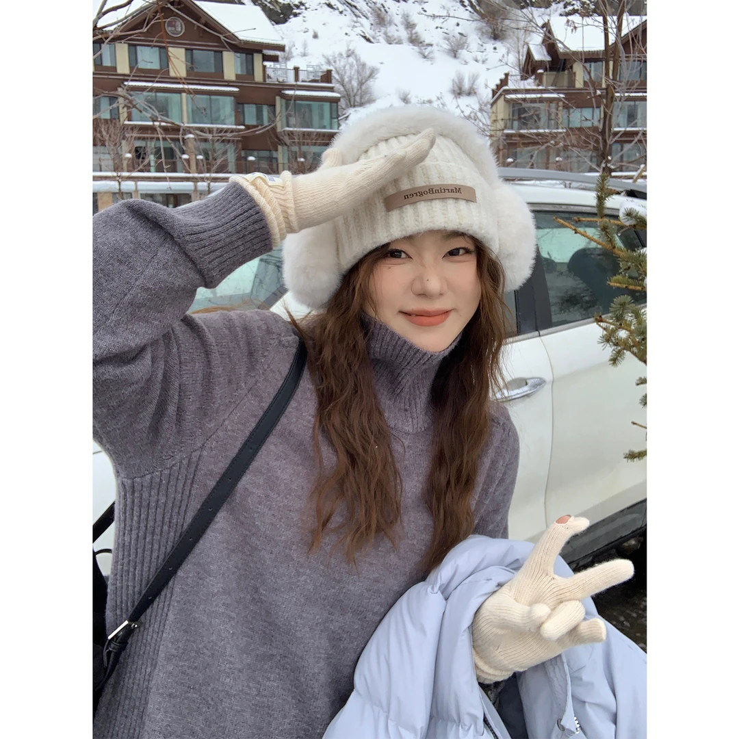 现货5792D大婉酱微胖定制【头包脸2.0】多色洋气多巴胺高领厚毛衣