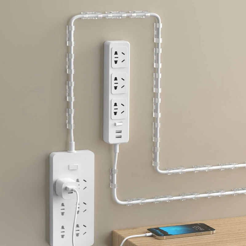 点砚无痕电线理线器走线线卡子自粘网线固定免打孔插座排插卡扣夹