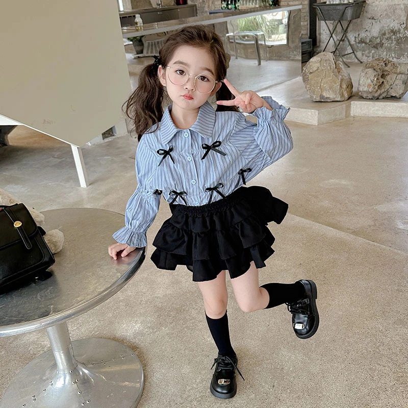 女童春秋季套装2025新款洋气宝宝时尚韩版儿童衬衣半身裙两件套