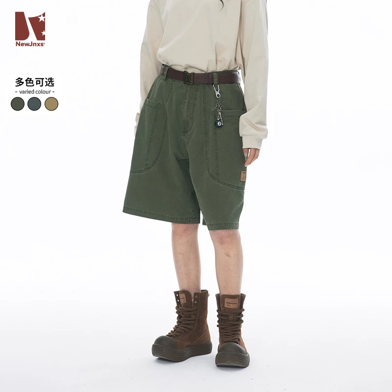【江南先生】logo工装短裤夏季潮牌情侣直筒宽松休闲裤子JN42C53