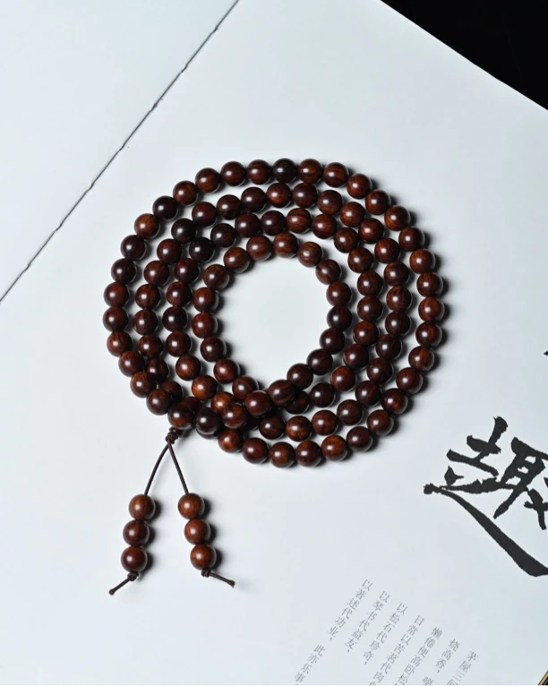 海南黄花梨紫油梨0.8*108佛珠多圈手链