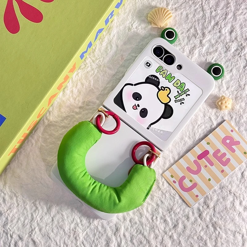 适用三星zflip6折叠屏手机壳简约卡通可爱青蛙眼睛手提防摔保护壳