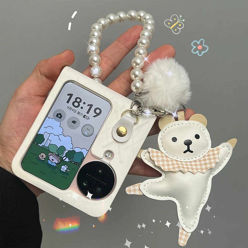 适用于oppofindn3flip手机壳N2Flip菱格纹皮质一体全包手提保护套