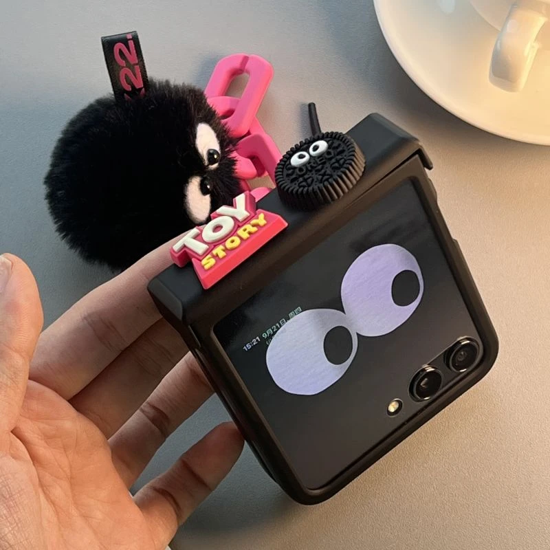 适用三星zflip6手机壳zflip5折叠屏全包大视窗壳膜一体黑煤球保护
